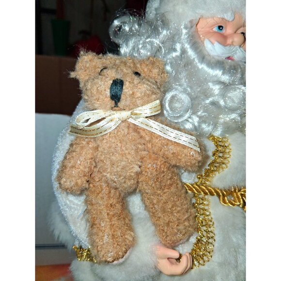 Santa Claus Figurine With Bear & Gold Accents 15" - Picture 6 of 11
